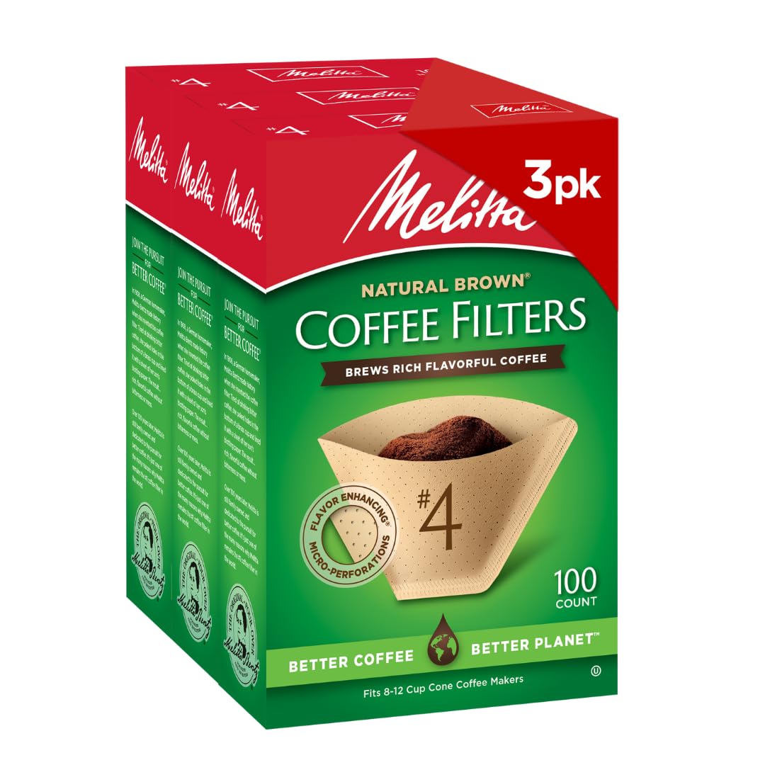 Cone Coffee Filter #4, 8-12 cups, Drip Machine, 300 count
