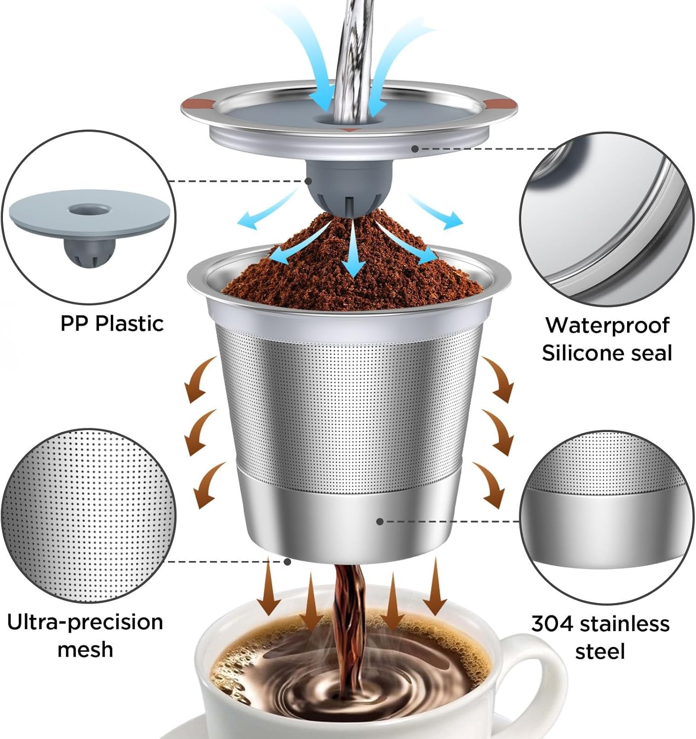 Reusable Stainless Steel Coffee Pods 2 Pack